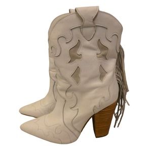 DINGO WHITE TASSEL WOMEN'S ANKLE BOOTS sz 8M (as is)